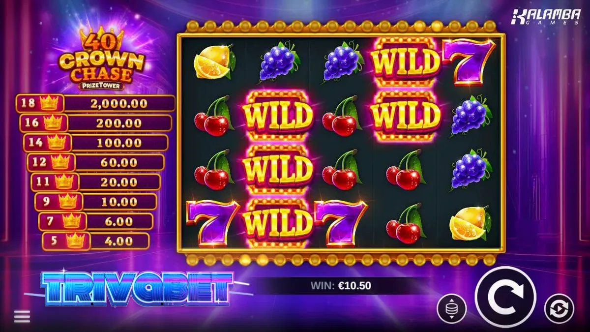 Tampilan visual slot 40 Crown Chase PrizeTower dengan tema kerajaan